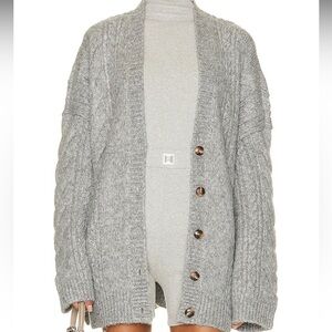 Helsa Serena cable knit cardigan in heather grey from Revolve / FWRD - SOLD OUT